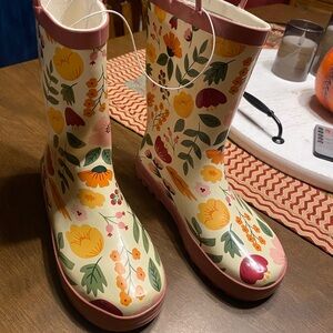 Floral Girls Cute Rain Boots